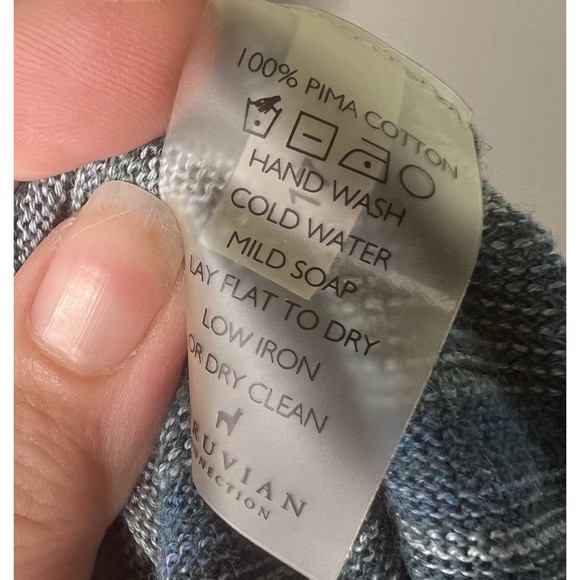 Peruvian Connection Pima Cotton Midi Dress Knit Pencil Striped Blue Green XS - Picture 10 of 10